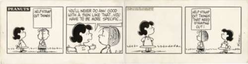 Charles Schulz - Peanuts Daily Comic Strip Original Art, dated 2-25-67 (United Feature Syndicate, 1967). Lucy and - | Heritage