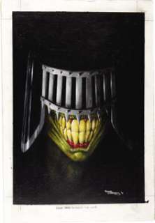 Peter Doherty - Judge Dredd The Megazine #12 Cover Original Art (Fleetway/Quality, 1991). A grinning Judge -