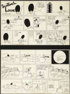 Otto Soglow - The Little King Sunday Comic Strip with Sentinel Louie Topper Original Art, dated 10-30-38 -