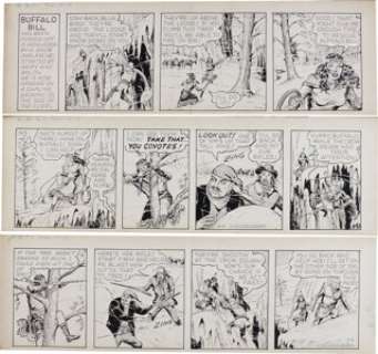 Fred Meagher Buffalo Bill Daily Comic Strip Original Art, Group of 6 (United Feature Syndicate, 1955). -