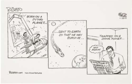 Dan Piraro Bizarro "Superman" Daily Comic Strip Original Art, dated 11-25-07 (King Features -
