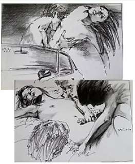 Unidentified Author - Original drawing - SM Japan - 5 Original Signed Drawings - Erotic Roman - 1970 | Catawiki
