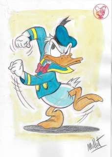 Millet - 1 Colour pencil drawing - Donald Duck - paseando enfadado - 2024 | Catawiki