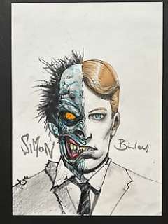 Simon Bisley - 1 Original drawing - Two Faces - Farbige Originalzeichnung des britischen Kultzeichners | Catawiki
