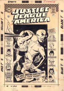 Joe Giella, Mike Sekowsky - Justice League of America #47 Cover - La - Batman Vs. the Anti-Matter Man with Jla Portraits At the Sides - 1966