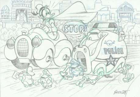 Bernat, Serrat - 1 Original drawing - Paperinik - Avenger duck / Patomas - penalty fee ! | Catawiki