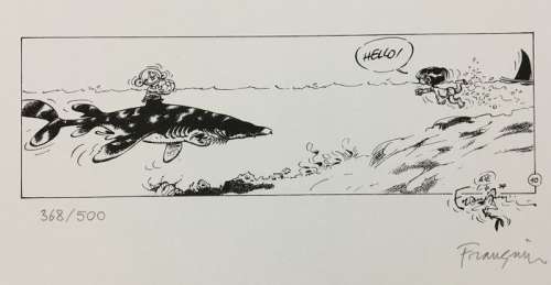 Franquin, André - 1 Silkscreen - Les Idées Noires - Le Requin - 1989 | Catawiki