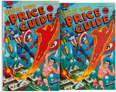 ALEX SCHOMBURG "COMIC BOOK PRICE GUIDE" ORIGINAL COVER DESIGN ART PAIR & GUIDE PAIR. | Hake’s