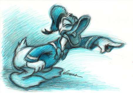 Joan Vizcarra - Donald Duck Having Fun - Original Drawing - Pencil Art - Hand Signed | Catawiki