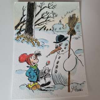 Stibane - 1 Original colour drawing - Le petit Noël et l’Elaouin | Catawiki