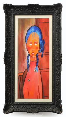 Lot 5 - Jean DOBRITZ (né en 1956) La fillette aux cheveux bleus Gouache sur… | misc / divers