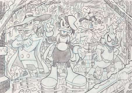 Julian Jordan - 1 Pencil drawing - Duck Avenger, Paperinik - "Danger Boys" | Catawiki