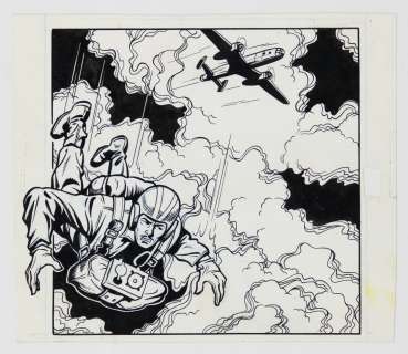 Studio Vandersteen (1965-1969) / Karel Verschuere (1924-1980) - Biggles deel 11. De valschermspringers. Originele cover. Afmetingen 21 x 18 cm. Gaatje van 1 op 1,7…