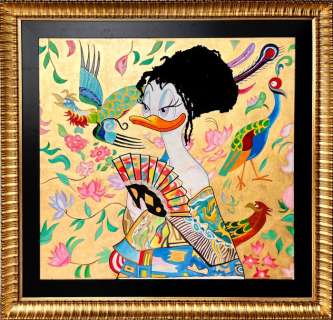 MEB Dessin & Tony Fernandez - Daisy Duck Inspired by Klimt’s “Lady with a Fan” (1917) - Mixed Media Masterpiece - Hand Signed | Catawiki