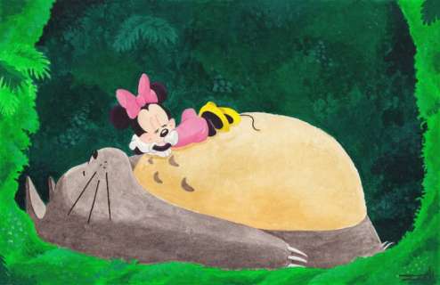 Jordi Juan Pujol - Tribute to Neighbor Totoro with Disney’s Minnie - Original Painting - | Catawiki