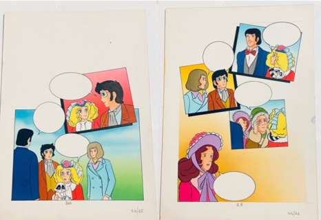 Mizuki Igarashi Production Pictural - 2 Original colour page - Candy Candy - Special Candy #14 : L’arrivée au collège - 1978 | Catawiki