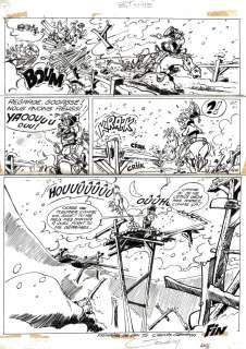 Planche originale page 43 Histoire courte pour Spirou de Godaille et Godasse Pont miné par Jacques SANDRON