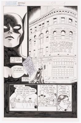 Lot 71 - MICHAEL ALLRED BATMAN BLACK AND WHITE #4 COMIC BOOK PAGE ORIGINAL ART. | Hake’s