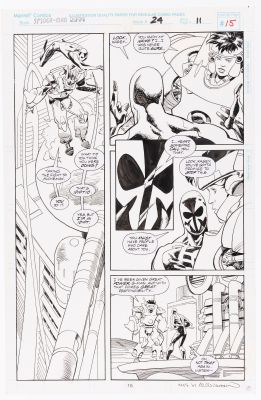 Lot 145 - RICK LEONARDI SPIDER-MAN 2099 #24 COMIC BOOK PAGE ORIGINAL ART. | Hake’s