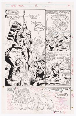 Lot 1 - DARREN AUCK SENSATIONAL SHE-HULK #53 COMIC BOOK PAGE ORIGINAL ART. | Hake’s
