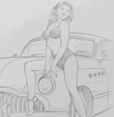 Paturaud, Laurent - 1 Original drawing - Lady Car - Esquisse 43 - 2018 | Catawiki